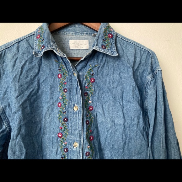 90s Floral Denim Shirt - Picture 2 of 3